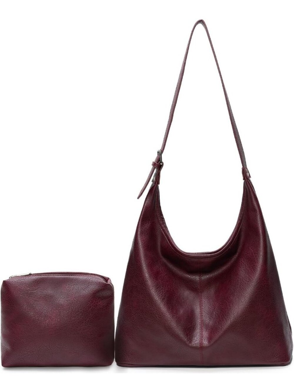Stylish Vegan Leather Slouchy Hobo Bag for Women with Matching Pouch - Perfect